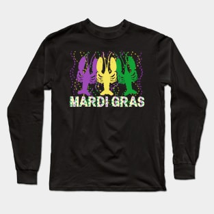 Mardi Gras Crawfish Mardi Gras Flag Colors Long Sleeve T-Shirt